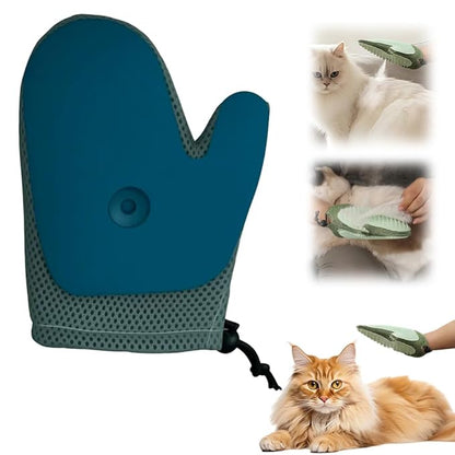 All-in-One Grooming Mist Glove for Pets, Upgrade Efficient Pet Hair Remover Gloves Grooming Spray Comb, Gentle Deshedding Efficient for Dogs &amp; Cats (Blue)