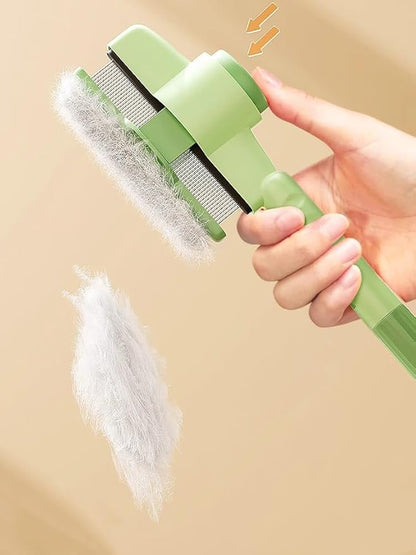 Cat Comb Dog Comb Pet Hair Removal Tool Flea for Cats and Dog Lice Cat Brush with Release Button Self-Cleaning with Long &amp; Short Stainless Steel Metal Teeth for Shedding