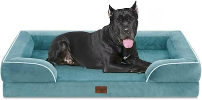 Comfort Expression XXL Waterproof Orthopedic Dog Bed for Extra Large Dogs, Orthopedic Foam Dog Sofa Bed with Washable Removable Cover &amp; Non-Slip Bottom(XX-Large,Washed Blue)