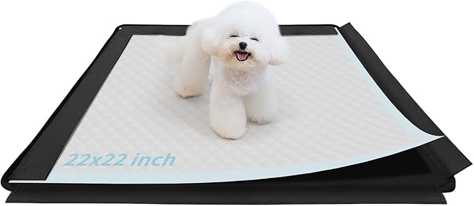 Dog Pee Pad Holder, Puppy Pad Holder, Oxford Cloth Material Soft &amp; Durable, 12 Magnetic Clips, Fits 22" x 22" Pad, Black