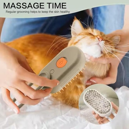 Rechargeable Steam Pet Brush – Grooming &amp; Deshedding Tool With Adjustable Handle | Cordless &amp; Quiet (White)