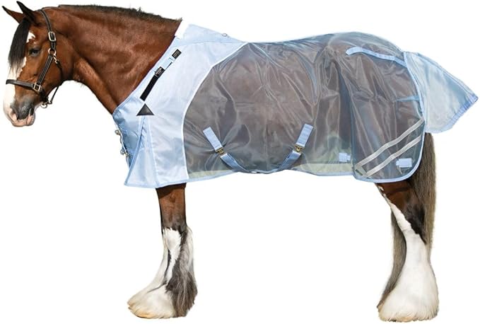 Schneiders Mosquito Mesh II Adjusta-Fit Horse Fly Sheets | Insect &amp; UV Protection for Horses | Durable 350D Mesh | Reflective Safety Stripes