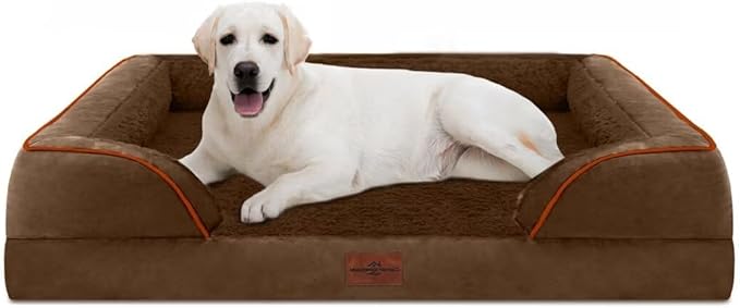 Comfort Expression Orthopedic Jumbo Dog Bed for Extra Large Dogs, Large Breed Waterproof Dog Bed, PV Washable Dogs Sofa Beds with Removable Cover &amp; Non-Slip Bottom(Jumbo,Chocolate Brown)