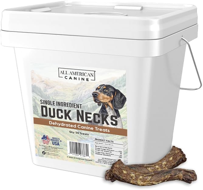 50 Natural Duck Neck Dog Treats – Single Ingredient, Dehydrated &amp; Chewy – Low-Fat, High-Protein Training Reward – Made in USA