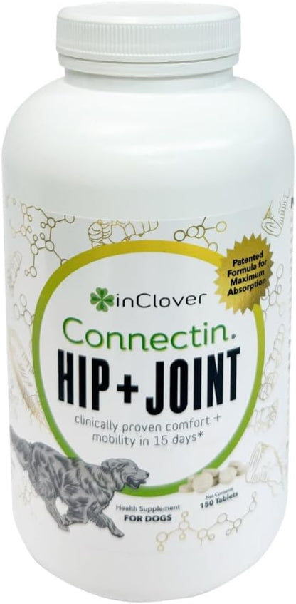 InClover Connectin Natural Hip &amp; Joint Supplement for Dogs with Glucosamine, Chondroitin &amp; Hyaluronic Acid - Tablet for Dog Mobility, Comfort &amp; Active Lifestyle Support, 150 Count