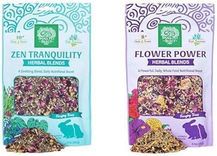 Small Pet Select - Zen Tranquility &amp; Flower Power Herbal Blend, a Natural Herbal Treat for Rabbits and Guinea Pigs, 4.4oz Each