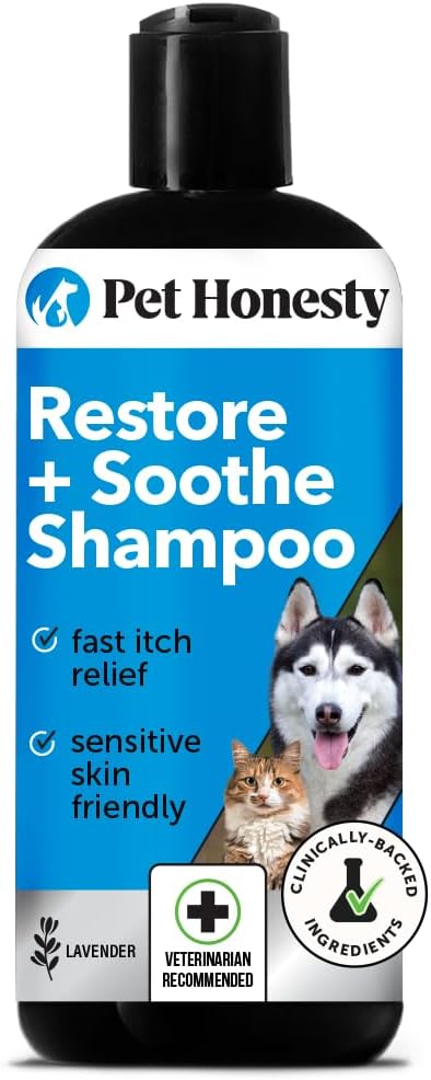 Restore + Soothe Shampoo for Sensitive Skin for Dogs &amp; Cats - Dog Skin and Coat Supplement - Soothes Itching, Irritation and Hot Spots (Lavender) - 12oz