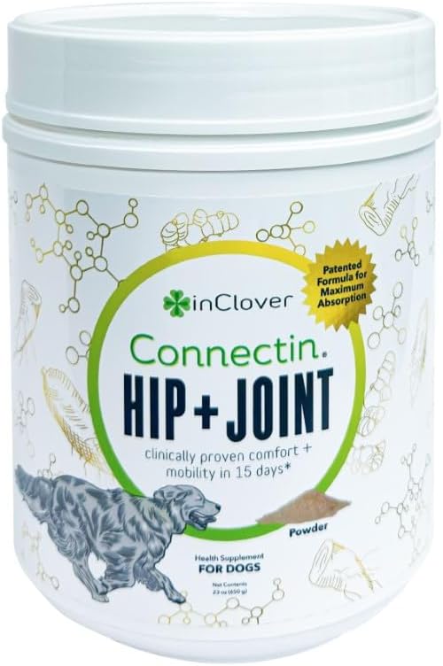 InClover Connectin Natural Hip &amp; Joint Supplement for Dogs with Glucosamine, Chondroitin &amp; Hyaluronic Acid - Powder for Dog Mobility, Comfort &amp; Active Lifestyle Support, 23oz