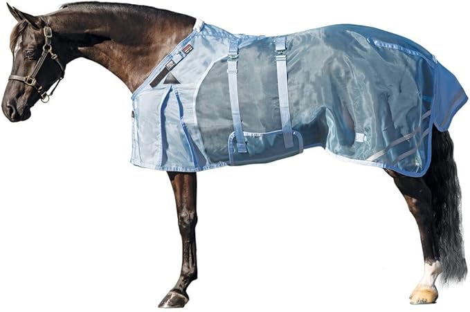Schneiders Mosquito Mesh II Adjusta-Fit Horse Fly Sheets | Insect &amp; UV Protection for Horses | Durable 350D Mesh | Reflective Safety Stripes