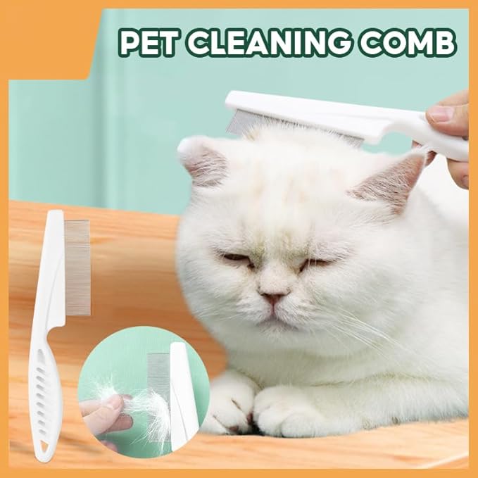Pet Grooming Comb - 2-in-1 Multifunctional Stainless Steel Comb for Flea, Tear Stain Removal, and Dehairing Dogs and Cats&