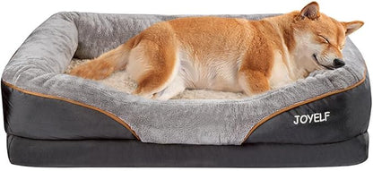 JOYELF Large Memory Foam Dog Bed, Orthopedic Dog Bed &amp; Sofa with Removable Washable Cover and Squeaker Toy as Gift