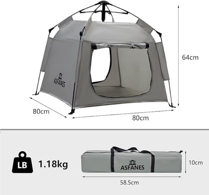 Outdoor Waterproof Pet Automatic Camping Tent, Pop up Cave Bed for Indoor Cats and Small Dogs, Portable Cat House Dog House, Grey.