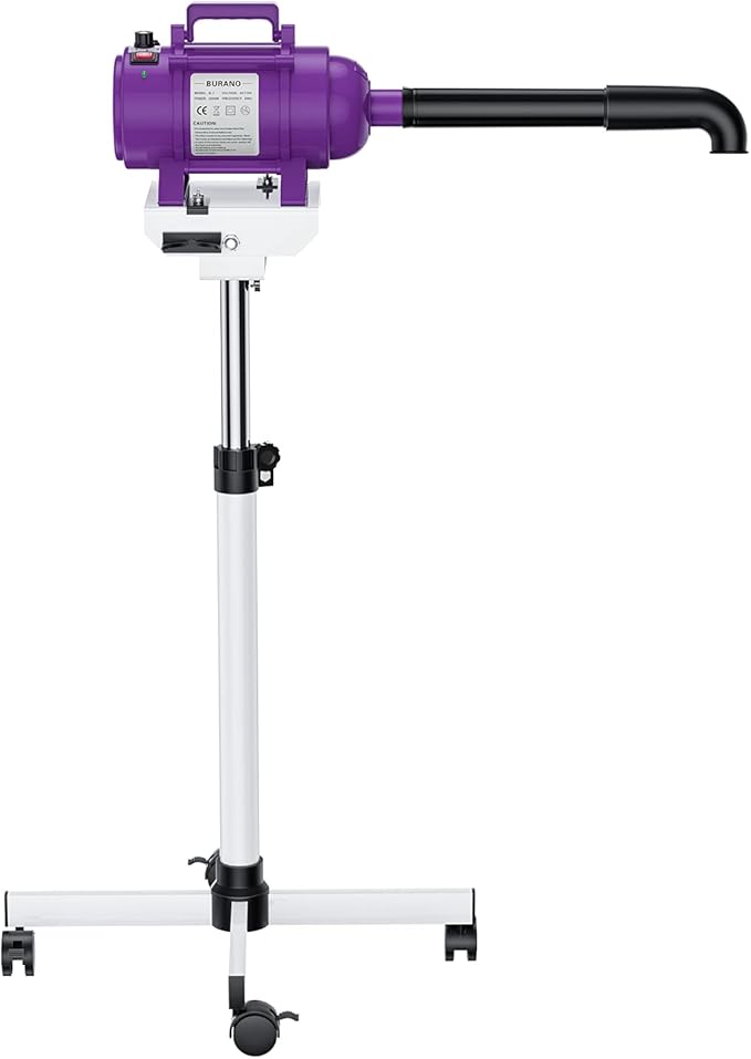 Burano Dog Dryer Stand, 4.3HP Variable Air Speed &amp; Heat Pet Dryer with Stand, High Velocity Dog Pet Stand Grooming Dryer, Fluffy Dry