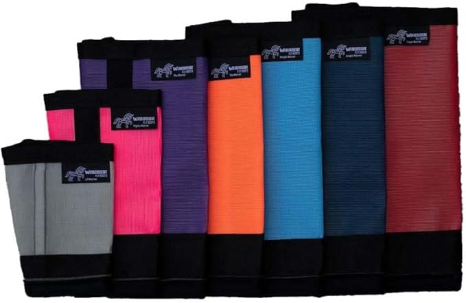 Warrior Fly Boots for Horses - Breathable Mesh Horse Boots for Fly Protection &amp; Leg Comfort - Set of 4 (Knight Warrior, Neon Pink)