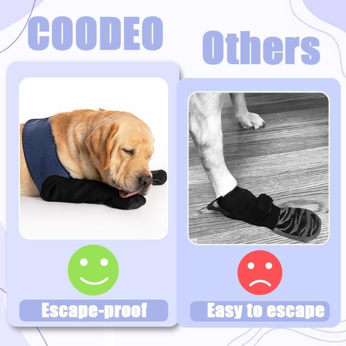 COODEO Dog Socks to Prevent Licking Paws, Dog Healing Boots &amp; Paw Protectors with Non-Slip Bottoms to Protect Wounds, Waterproof Sleeve Dog Shoes for Licking (Blue, XL)