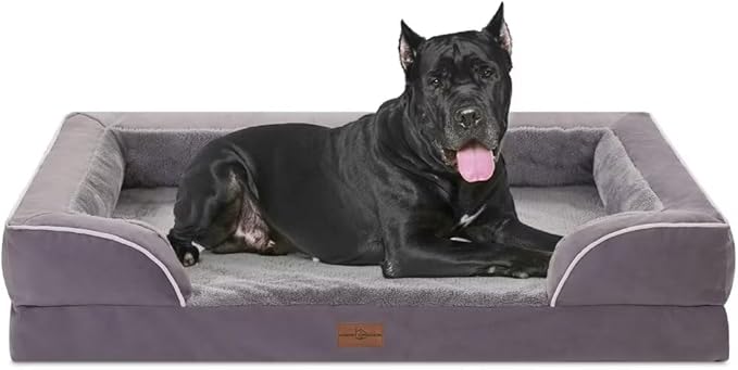 Comfort Expression XXL Waterproof Orthopedic Dog Bed for Extra Large Dogs, Orthopedic Foam Dog Beds, Washable Dogs Sofa Bed with Removable Cover &amp; Non-Slip Bottom(XX-Large,Purple)