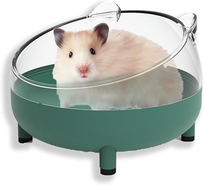 Meow&amp;Woof Hamster Sand Bath Container, Large Sandbox Toilet Gerbil Batheoom, Tiny Chinchilla Dust Bathtub Sand Bath Box for Hamster Cage Accessories 6.5 Inch-Dark Green