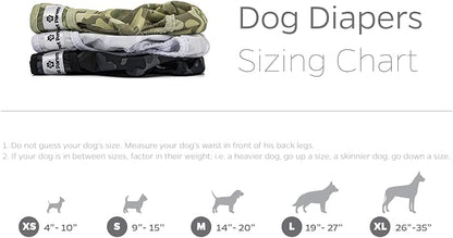 Pet Parents® Washable Dog Diapers (3pack) + Extendrs® of Durable Doggie Diapers, Premium Dog Diapers Female &amp; Male (Medium, Camo)