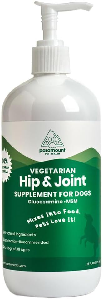 Plant-Based Liquid Glucosamine for Dogs, 1600mg Joint Support with Chondroitin, MSM &amp; Omega 3-6-9, Shellfish-Free Dog Arthritis Supplement for Mobility &amp; Flexibility, Made in USA, 16 oz
