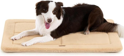 Made4Pets Dog Crate Pad Bed for Large Dogs, Washable &amp; Reversible, Anti-Slip Kennel Mat for Cozy Sleeping, Soft Fluffy Dog Bed for Indoor &amp; Outdoor Use, 36"x27", Khaki