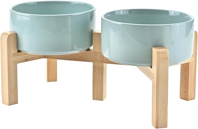 SPUNKYJUNKY Elevated Dog Bowls Ceramic, 6.1&