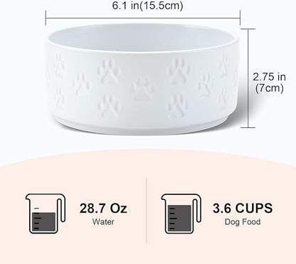 SPUNKYJUNKY Ceramic Dog and Cat Bowls 2 Pack, 6.1&