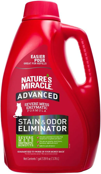 Nature’s Miracle® Advanced Stain &amp; Odor Eliminator, 128 fl oz, Fresh Scent, Severe Mess Enzymatic Formula for Tough Pet Messes