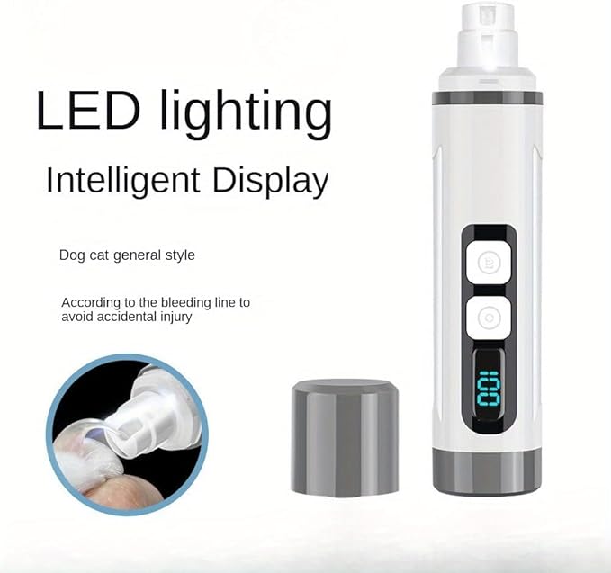 Dog Nail Grinder Quiet-2025 Release Ultra-Quiet Dog &amp; Cat Nail Grinder with LED Light &amp; Battery Display - Painless Nail Trimmer for Small to Large Pets, Thick Nails, and Sensitive Paws