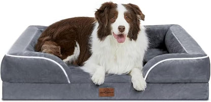 Comfort Expression Waterproof Large Dog Beds Orthopedic Foam Dog Beds Sofa Comfy Pet Bed with Washable Removable Cover &amp; Non-Slip Bottom(Large,Dark Grey)