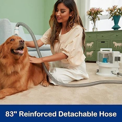 Pet Grooming Kit with 3.4L Oversized Vacuum Suction - 99% Pet Hair Removal - Professional Dog Clippers &amp; Shedding Tools for Cats, Teddy, Poodle, Golden Retrievers (Metallic Orange &amp; White)