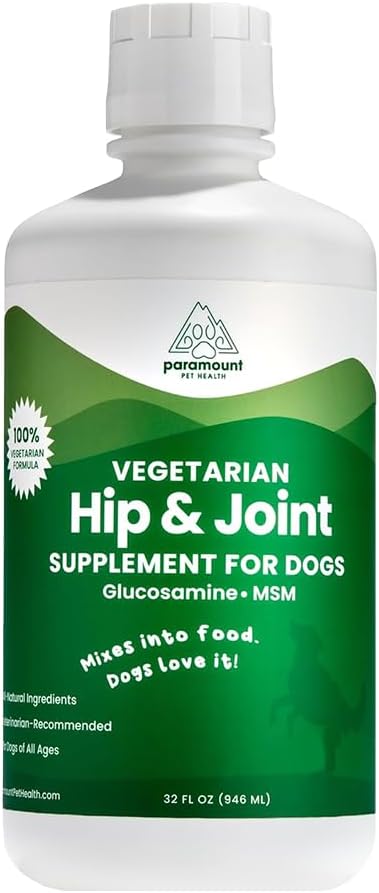 Plant-Based Liquid Glucosamine for Dogs, 1600mg Joint Support with Chondroitin, MSM &amp; Omega 3-6-9, Shellfish-Free Dog Arthritis Supplement for Mobility &amp; Flexibility, Made in USA, 32 oz