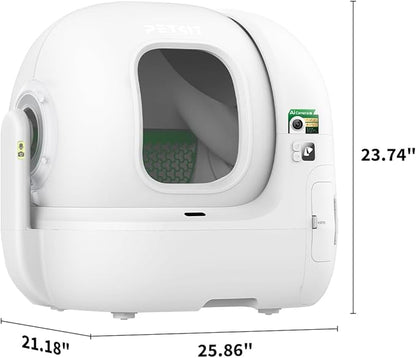 PETKIT 2025 Purobot Max Pro AI-Camera Self Cleaning Cat Litter Box, 210° Wide Angle Lens Night Vision Cat Facial Recognition Automatic Litter Box with 5G WiFi App Control Odor-Free