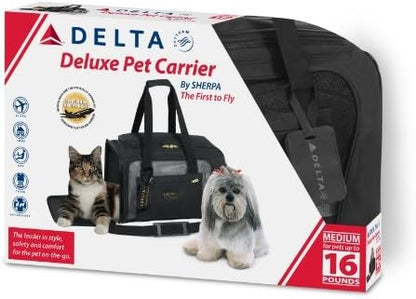 Sherpa Delta Airlines Travel Pet Carrier, Airline Approved &amp; Guaranteed On Board - Black, Medium