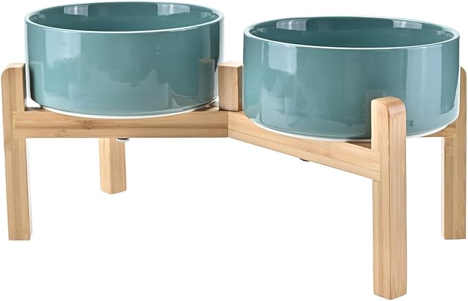 SPUNKYJUNKY Elevated Dog Bowls Ceramic, 7.3&