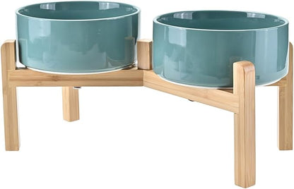 SPUNKYJUNKY Elevated Dog Bowls Ceramic, 7.3&