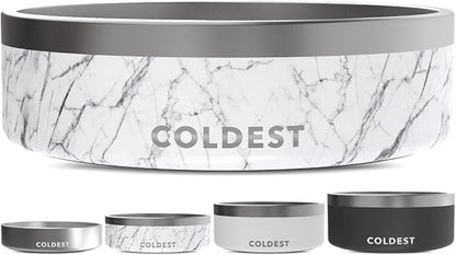 Coldest Dog Bowl - Anti Rust Metal &amp; Non Slip Dog Bowls Large, Spill Proof Heavy Duty 3 Layers Insulated Dog Bowl - Food and Water Bowl for Dogs, Cats &amp; Pets, Dishwasher Safe (42 oz, Carrara Marble)