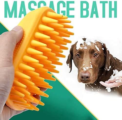 Pet Silicone Shampoo Brush for Long &amp; Short Hair, Pink ( New ), Medium Large Pets Dogs Cats, Silicone Shower Wash Curry Brush, Massage Comb