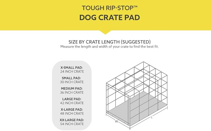 K9 Ballistics Tough Ripstop Dog Crate Pad - Durable &amp; Machine Washable with Non-Skid Bottom and 120-Day Warranty, Fits 36" Wire Crates - Medium, Light Gray Velvet