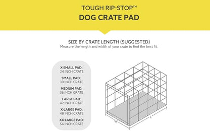 K9 Ballistics Tough Ripstop Dog Crate Pad - Durable &amp; Machine Washable with Non-Skid Bottom and 120-Day Warranty, Fits 36" Wire Crates - Medium, Light Gray Velvet