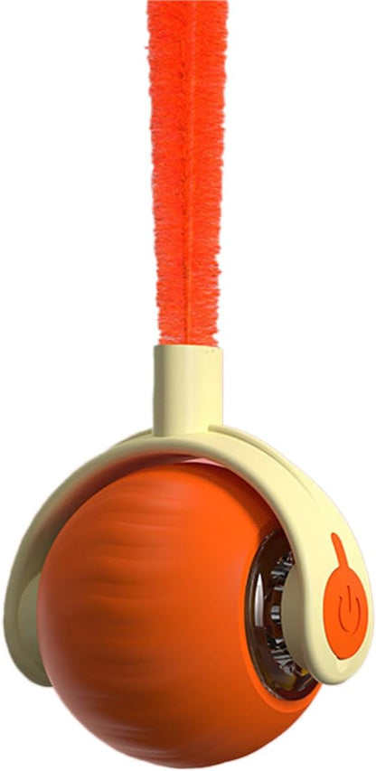 Interactive Cat Toy Ball | Automatic Moving Smart Anti-Depression Pet Toy with Light | Speedy Tail 3.0 Cat Mouse Toy | Electric Rechargeable Enrichment Toy for Indoor Bored Cats &amp; Dogs (Orange)