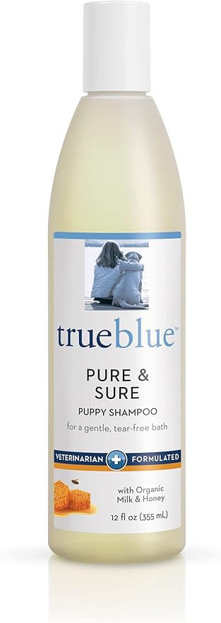 TrueBlue Pure &amp; Sure Puppy Shampoo – Cleansing Wash, Deodorizing, Moisturizing – Toxin Free, Milk, Honey Natural Botanical Blend – Tearless Dog Shampoos – 12 Fl. Oz.