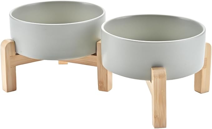 SPUNKYJUNKY Elevated Dog Bowls Ceramic, 5.1&
