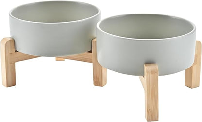 SPUNKYJUNKY Elevated Dog Bowls Ceramic, 5.1&