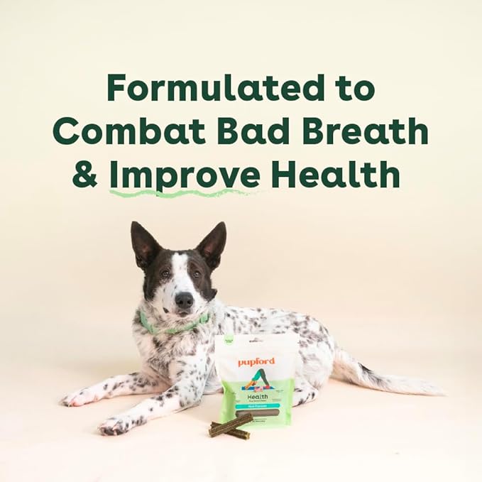 Pupford Dental Chews for Dogs, All-Natural 4-Inch Sticks for Plaque, Tartar &amp; Bad Breath, Grooved Texture, Limited Ingredients, Made in USA (14 Count)