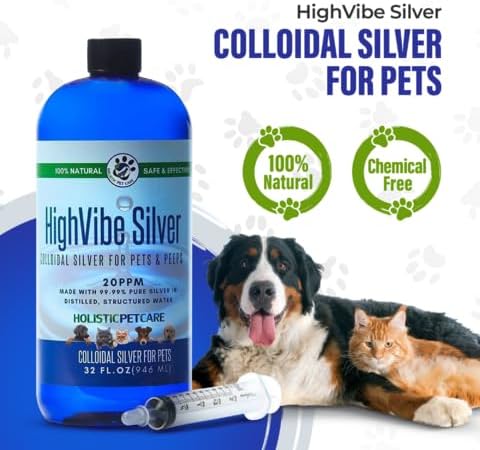 Colloidal Silver for Dogs &amp; Cat Wound Care, Immune Support &amp; Skin Solution - All Pet Health Care for Itch, Sores, Wounds, Hotspots &amp; More with Syringe (32 oz)