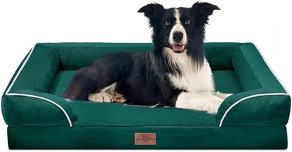 Comfort Expression Orthopedic Large Dog Beds, Waterproof Dog Beds for Large Dogs, Comfy Washable Pet Bed Sofa with Removable Cover &amp; Non-Slip Bottom(Emerald)