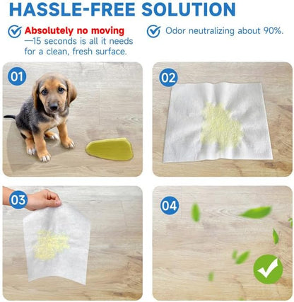 L&amp;W BROS. Easy Clean Pet Quick Absorbent Sheets – Innovative Solution for Mess-Free Cleanup Not Traditional Pee Pads, 12"x10" for Urine and Pet Stain &amp; Odor Remover (80 PCS)