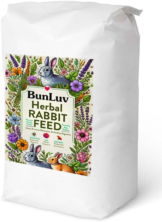 Pampered Chicken Mama Herbal Rabbit Feed 25 LB Bag: Premium Rabbit Food Made with Timothy Hay &amp; Organic Herbs