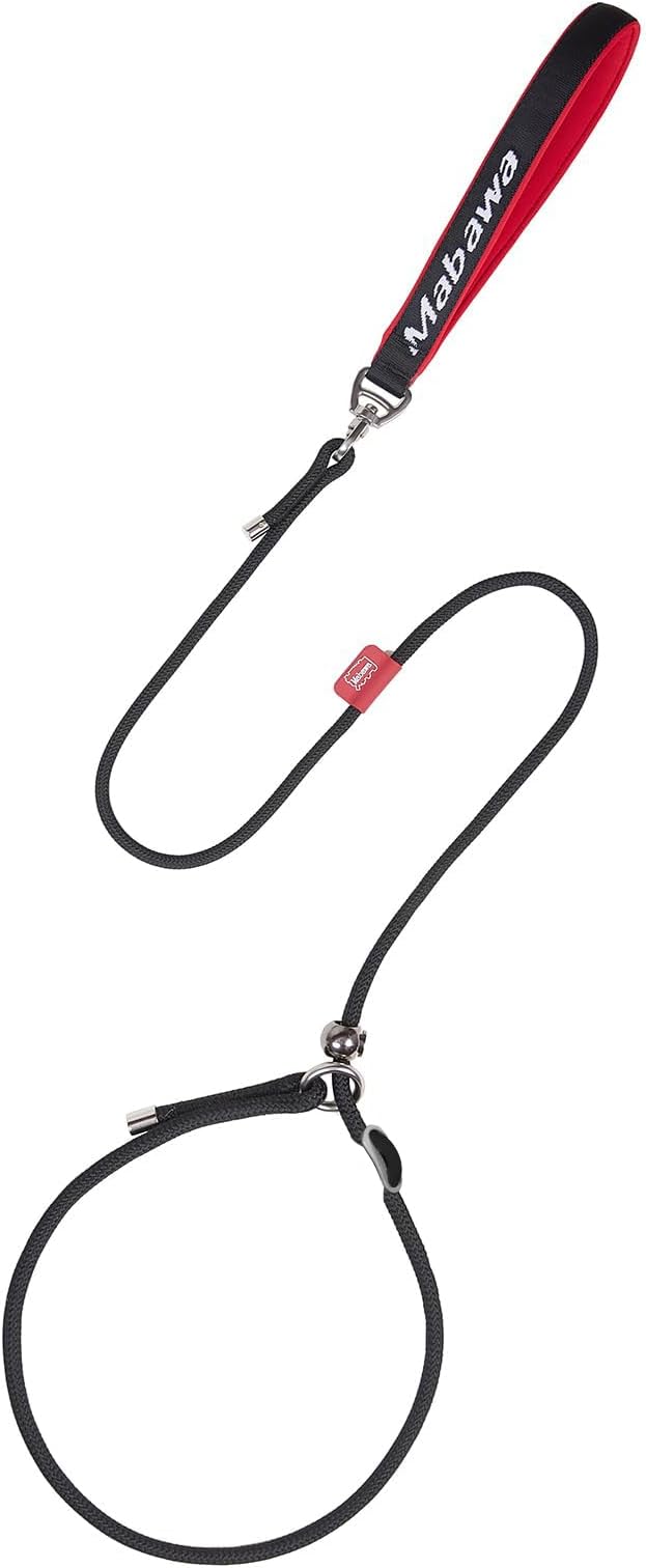 Dog Anti-Slip Leash 5FT with Metal Stopper - Durable No-Pull Training Lead for Small, Medium &amp; Large Dogs - Comfortable Handle Nylon Rope, Tangle-Free Pet Walking Leash (Black, 5 FT)