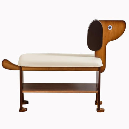 latifolia Puppy Shoe Bench, 2-Tier Solid Wood Entryway Organizer, Cute Pet-Shaped Shoe Bench for Hallway &amp; Living Room,(31.50 inch)